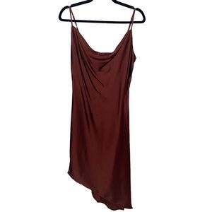 Forever 21 Dress Womens Large Satin Slip Asymmetrical Draped Grunge Forest Fairy
